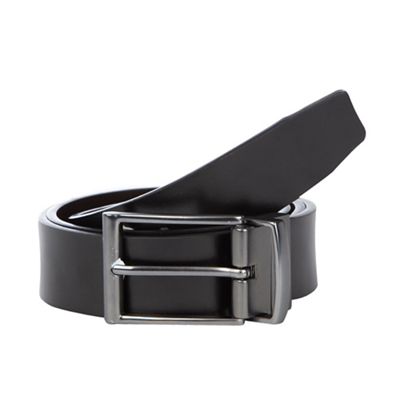 Designer black leather coated belt